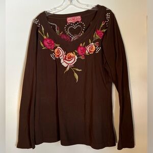 Johnny Was JWLA XL long sleeve v neck